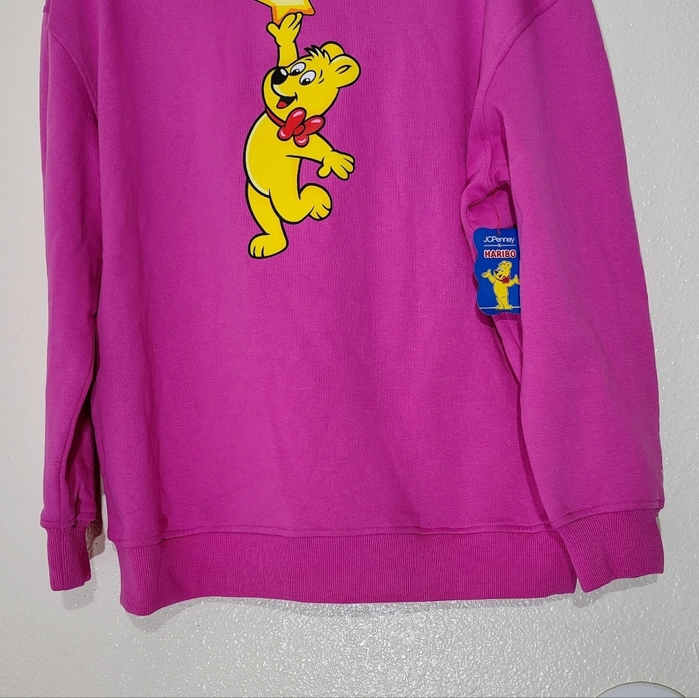Haribo Gummy Bear Pink Hoodie Girls XL (16) Fleece Lined Pullover Cute Ears NWT - Picture 4 of 13